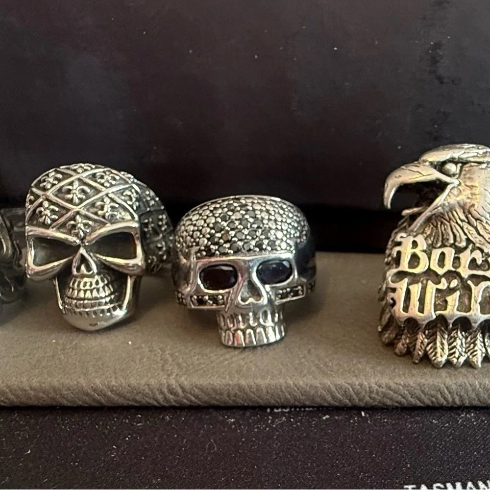 Stainless Steel Biker Skull Ring - Picture 2 of 5